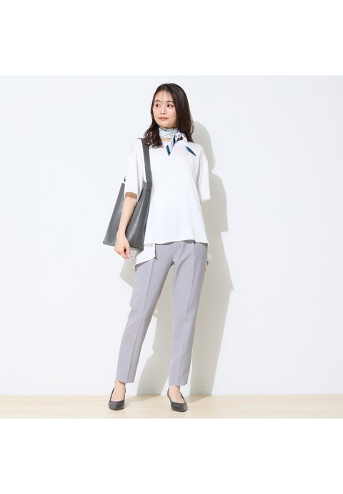 【バックシャン】デザインTブラウス サックスブルー - 3