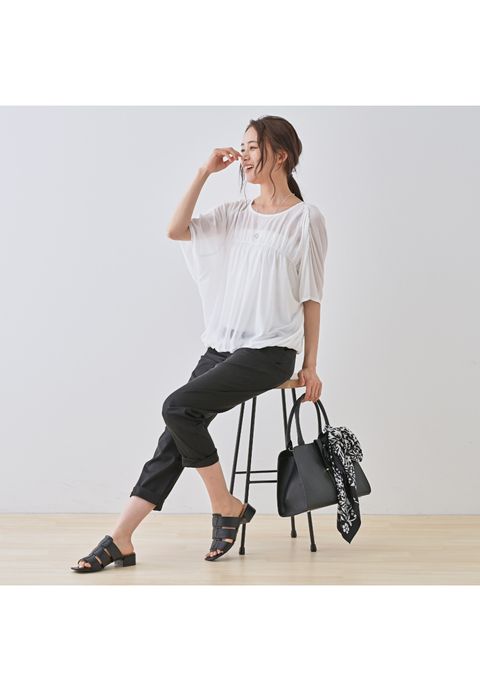 【洗える／体型カバー】シャーリングシアートップス ホワイト - 8