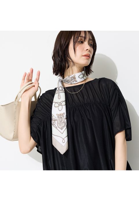 【洗える／体型カバー】シャーリングシアートップス ブラック - #1