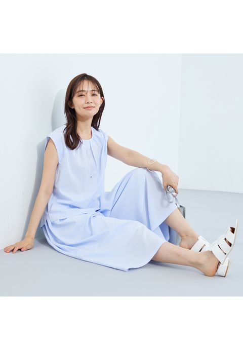 【クールエアー素材／UVケア／セットアップ可能】エアリーフレアパンツ ライトグレー - 8