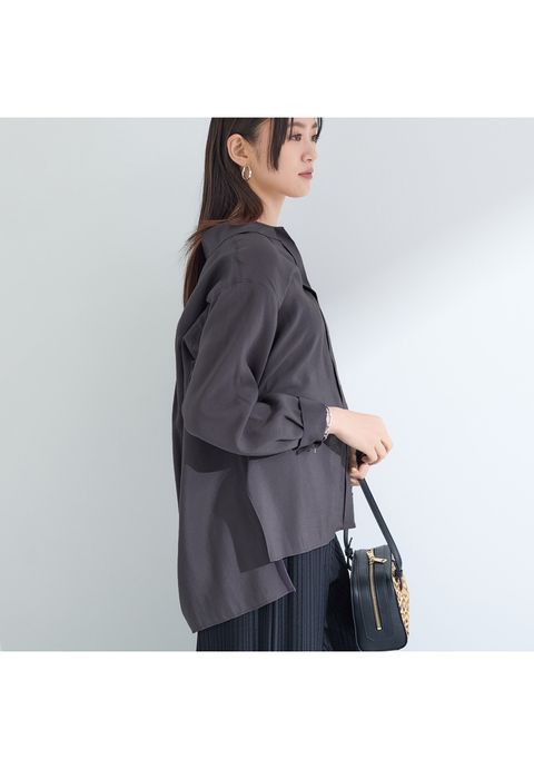 【体型カバー／清涼感】シアーオーバーシャツ チャコールグレー - 9