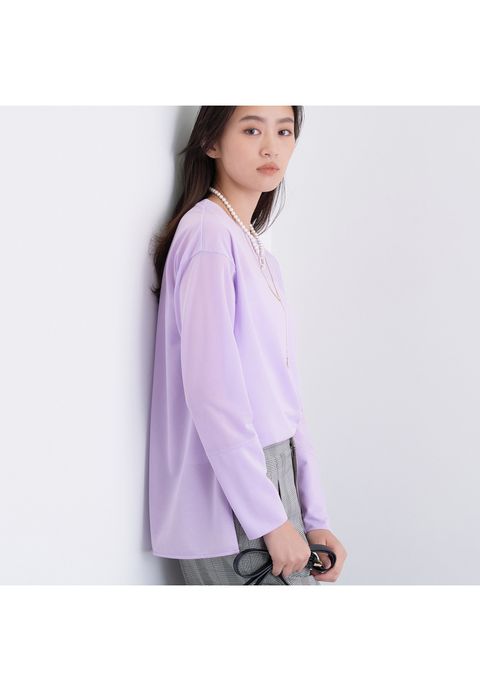 ストレッチシアーロングTシャツ ラベンダー - #1