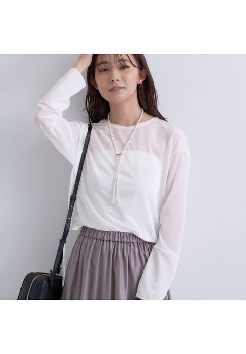 ストレッチシアーロングTシャツ ラベンダー - 5