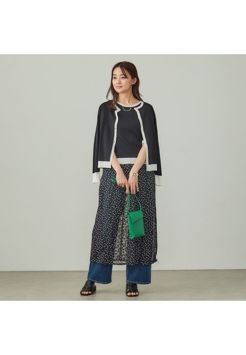 【インナーで活躍／アンサンブル】クルーネック半袖ニット ホワイト - 9