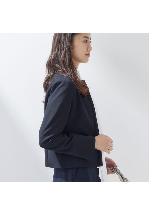 【上品光沢／SETUP可能】切り替えデザインジャケット ネイビー - 3