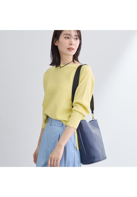 【ハンドル2WAY／A4収納】スカーフハンドル バケツバッグ アイボリー - 4