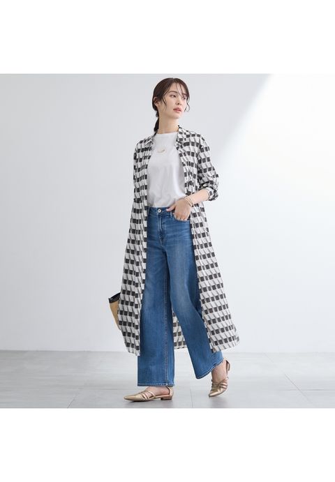 【洗える／2WAY】ベルト付き ジオメトリック柄 シャツワンピース ネイビー - 9
